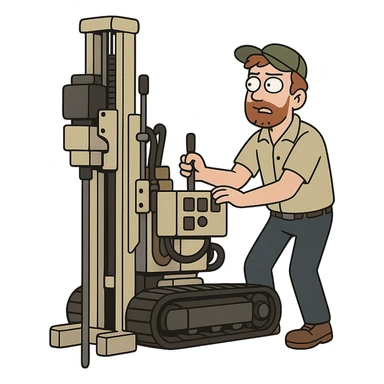 rack-mounted geotechnical drilling rig (Geoprobe-style soil sampling machine), transparent background sticker