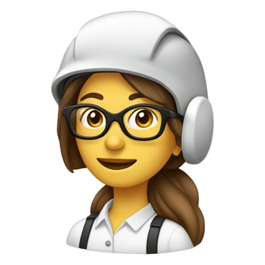 mujer con gafas, piel banca, cabello castaño al hombro liso, casco de ingeniería sticker