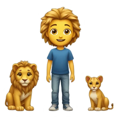 Enfant avec son chat son lion son chien sa panthère sticker