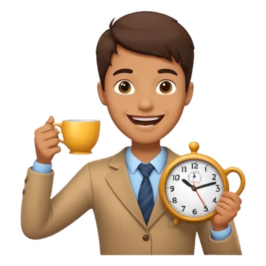 laughing with a clock and tea sticker