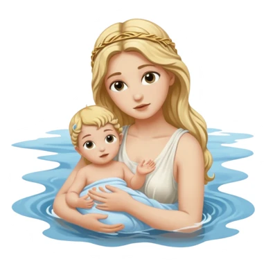 greek goddess dipping baby in river sticker
