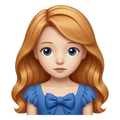 young girl with blue dress, cute blue bow and long strawberry  blonde hair sticker
