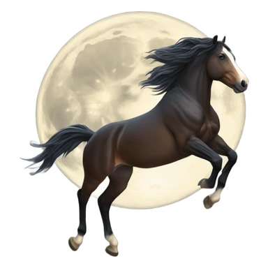 horse jumping over moon sticker