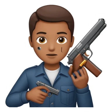 As un emoji con pistola en la mano sticker