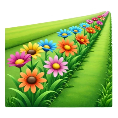 a row of flowers and grass extended far in a stright line sticker