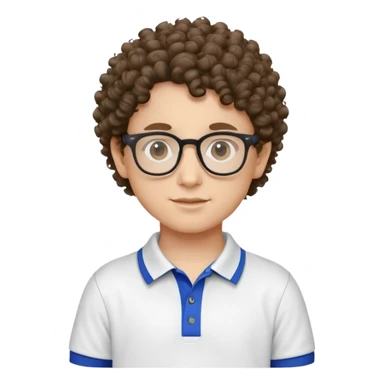 Kid in polo shirt with curly hairs in glasses sticker
