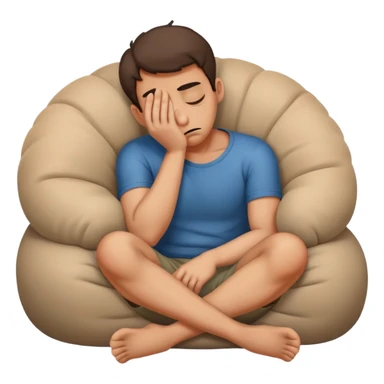 Scared man sitting curled up on himself, hidding his eyes sticker