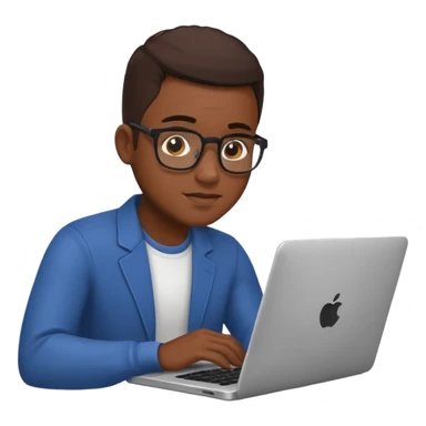 its a black man sitting working on a laptop with no face or anything sticker
