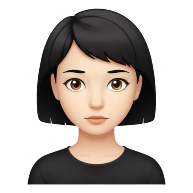 25 yaş genç kız siyah küt saçlı sticker