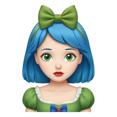 snow white with green dress blue hair bow and green eyes sticker
