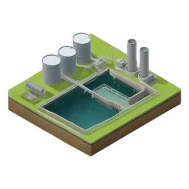 sewage treatment plant，isometric view sticker