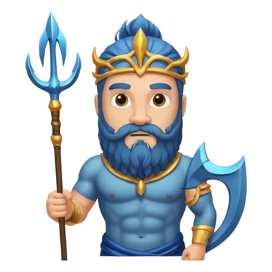 An emoji of the Greek god Poseidon. He is a strong, bearded man with a majestic expression, holding a trident. sticker