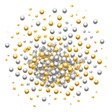 An emoji of small, shiny, glittering particles. Tiny golden and silver specks with a sparkling effect, scattered lightly. A soft glow around them to enhance the shimmering look sticker