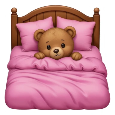 Brown Teddy bear sleeping in pink bed sticker