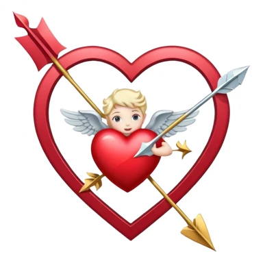 Heart pierced diagonally with an arrow, with cherubs overhead sticker