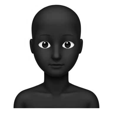 completely flat black silhouette, no facial features, no eyes, no no nose, no lips, no hair sticker