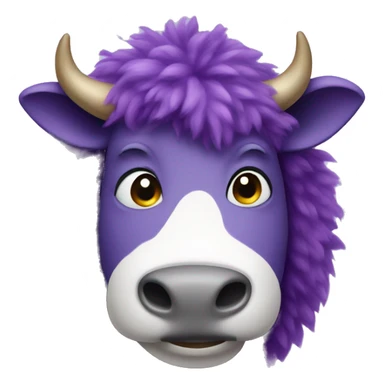 Fluffy purple cow sticker