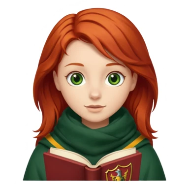 gryffindor Redhead with green eyes reading a book sticker