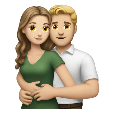 White girl with brown hair hugging white guy with dark blonde hair sticker