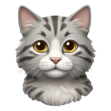 Fluffy gray tabby cat sticker