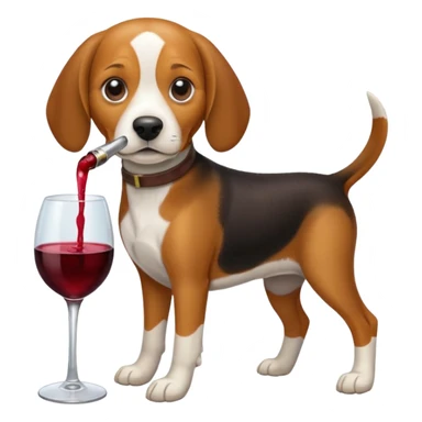 beagle dig with a wine glass sticker