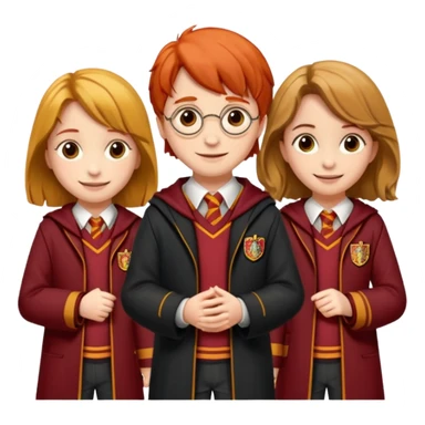 harry potter, ronald weasley and hermione granger in gryfinndor uniform sticker