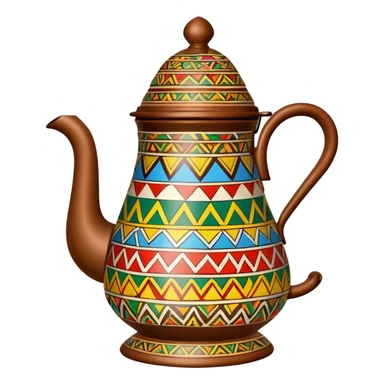 traditional Ethiopian coffee pot jebena with colorful base sticker