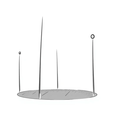 a hand-drawn quidditch field with three tall goal posts on each end, an oval sports field from Harry Potter sticker