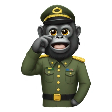 Saluting gorilla army sticker