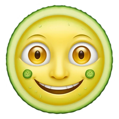 smiling yellow face with cucumber slices for eyes sticker