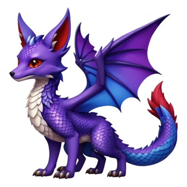 Fox dragon hybrid front facing full body dark purple and blue and red sticker