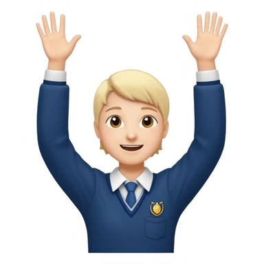 happy school student raising arms sticker