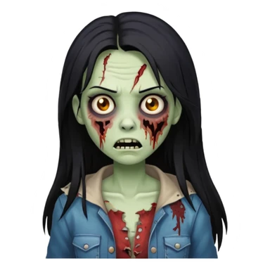 mulher zumbi cabelo liso tamanho grande preto sticker