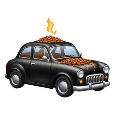 Car with beans in it and stuck in tar sticker