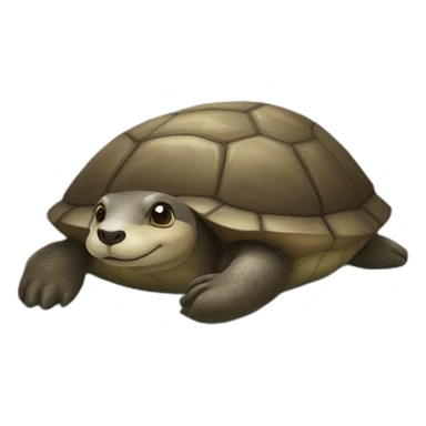 Une. Loutre sur une tortue. sticker