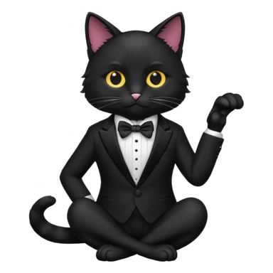 𝐛𝐥𝐚𝐜𝐤 𝐜𝐚𝐭 𝐰𝐢𝐭𝐡 𝐚 𝐬𝐮𝐢𝐭 𝐛𝐮𝐭 𝐬𝐢𝐭𝐭𝐢𝐧𝐠 sticker