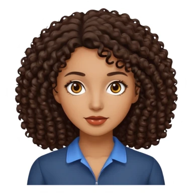 mujer pelo rizado pero no tanto  largo color marron oscuro, ojos marrones oscuros sticker