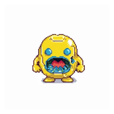 classic yellow Pac-Man character with open mouth in 8-bit style sticker