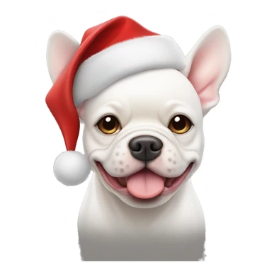 white french bull dog with santa hat sticker