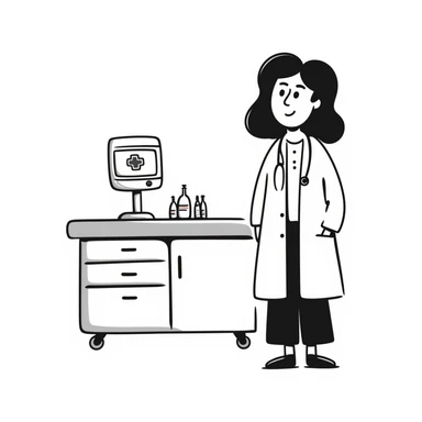 A beautiful woman doctor in the hospital sticker