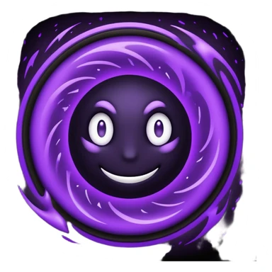 A Discord emoji of a swirling dark void or black hole with violet sparks at the edges. Circular composition, deep shadows, 2D flat vector, white background. sticker