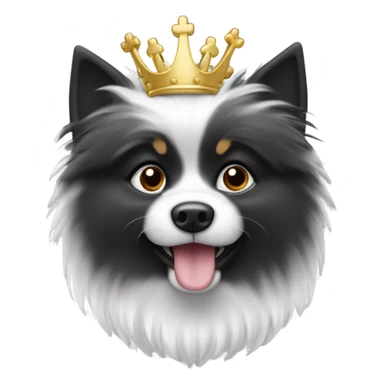 Spitz nain blanc et noir avec couronne sticker