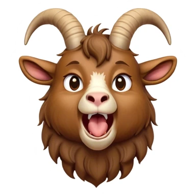 Cinematic Cute Yawning Brown Goat Portrait Emoji, Head tilted slightly with a dramatic, wide-open yawn, showcasing a soft, downy brown fur with delicate horns and gently drooping ears, round eyes barely open in drowsy contentment, Simplified yet irresistibly adorable features, highly detailed, glowing with a soft, cozy glow, high shine, relaxed yet expressive, stylized with a touch of rustic whimsy, bright and endearing, soft glowing outline, capturing the essence of a sleepy yet affectionate goat, so drowsy it feels like it could stretch out of the screen and curl up for a nap! sticker