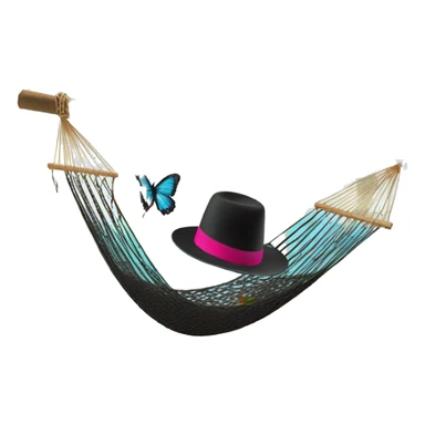 a knit top hat with butterfly on a tree and a hammock on the beach sticker