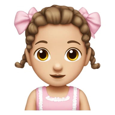 Cute baby girl brown hair and pigtails wearing pink dress and white socks  sticker
