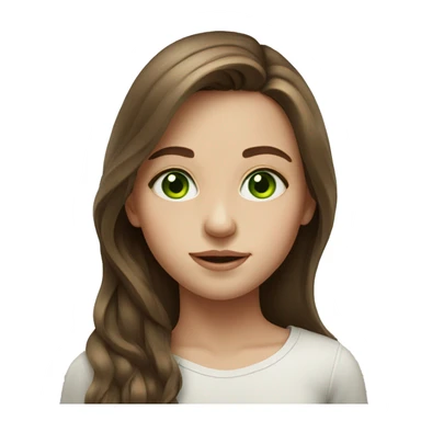realistic portrait of girl with green eyes long brown hair sticker