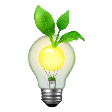 a plant sprout inside a glowing idea lightbulb sticker