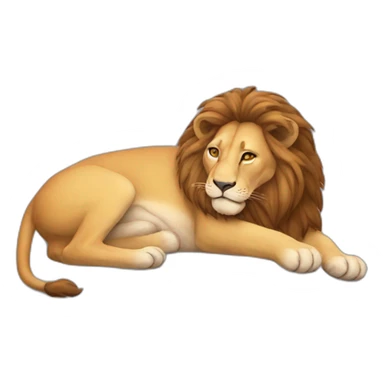supine lion playing sticker