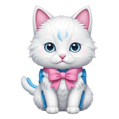 White cat with pink bow sticker