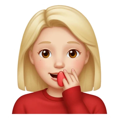 Hand over mouth with blushed cheeks more redness on cheek and smiling  more more redness  sticker